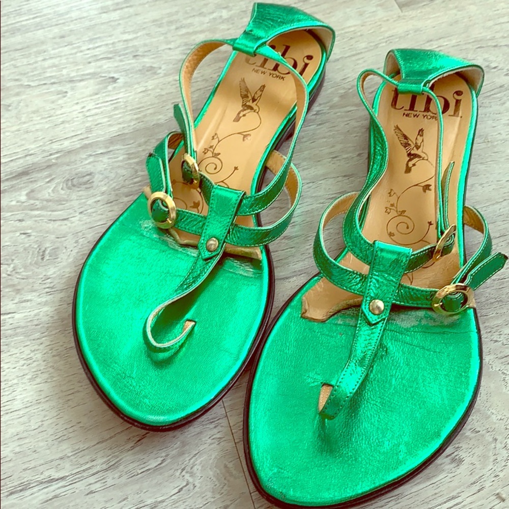 Tibi New York Green Metallic Sandals